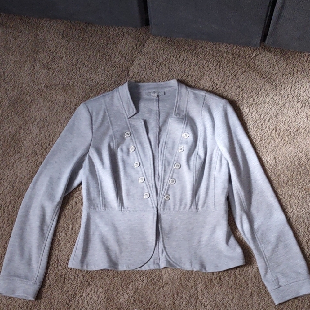 Kate Rosy Women's Gray Casual Long Sleeve Open Front Jacket, Size Medium